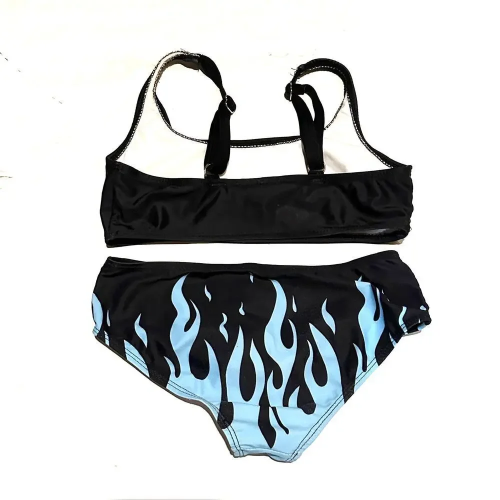 Butterfly Print Two Piece Bikini Swimsuit Girls Size M 7/8